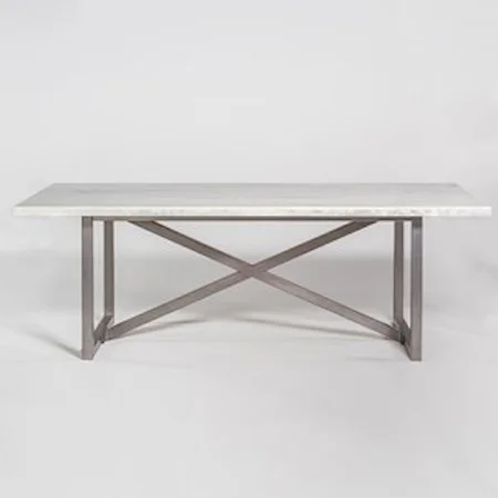 88" Marble and Metal Dining Table